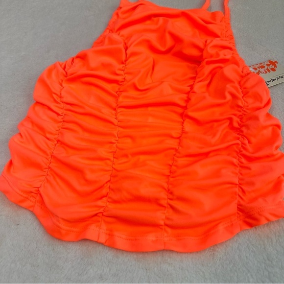 NWT Free People Movement Shirr Enough Tank in Neon Coral - Picture 11 of 16